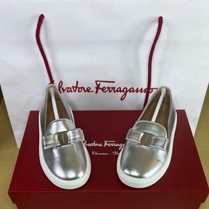 Salvatore Ferragamo Novello Leather Big Kids Sneakers
